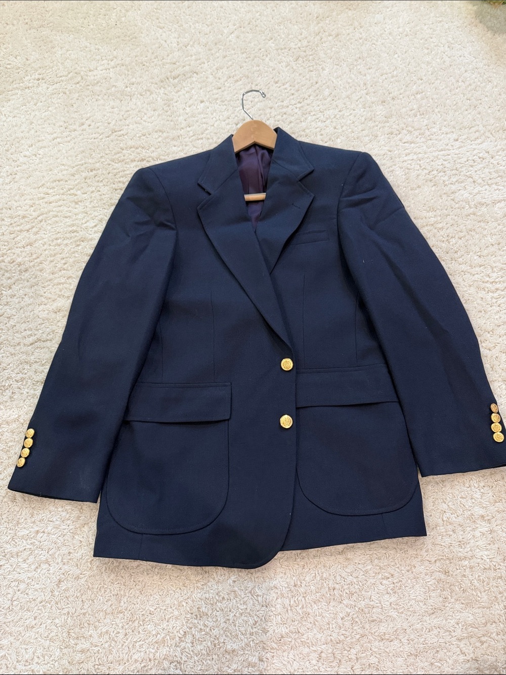 Vintage Andhurst 38R Navy Blazer Gold Buttons Classic Nautical Heritage 90s Prep